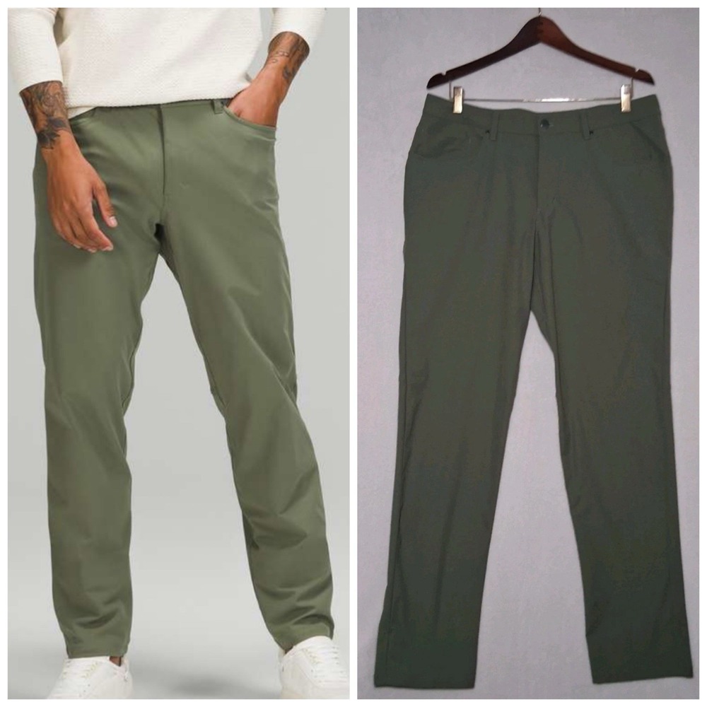 Lululemon ABC Pants Mens 34x33 Classic Smooth Green Twill 4 Way Stretch